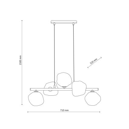 Brilagi - Viseći luster na sajli VULCANO 5xG9/8W/230V zlatna/dimno bež