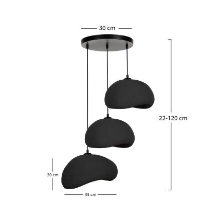 Brilagi - Viseći luster na sajli WABI SABI 3xE27/40W/230V promjer 60 cm crna