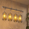Brilagi - Viseći luster na sajli WOOD GLASS 4xE27/60W/230V borovina/siva/zadimljeno siva
