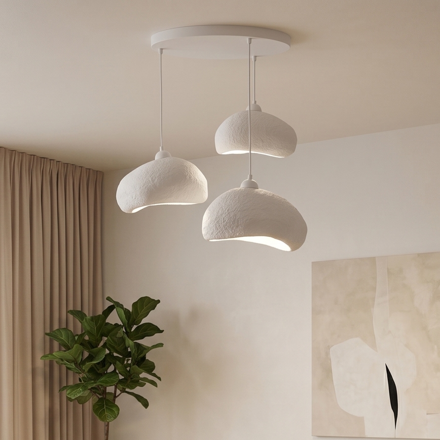 Brilagi - Viseći luster WABI SABI na sajli 3xE27/40W/230V, promjer 60 cm, bijela