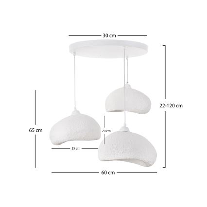 Brilagi - Viseći luster WABI SABI na sajli 3xE27/40W/230V, promjer 60 cm, bijela