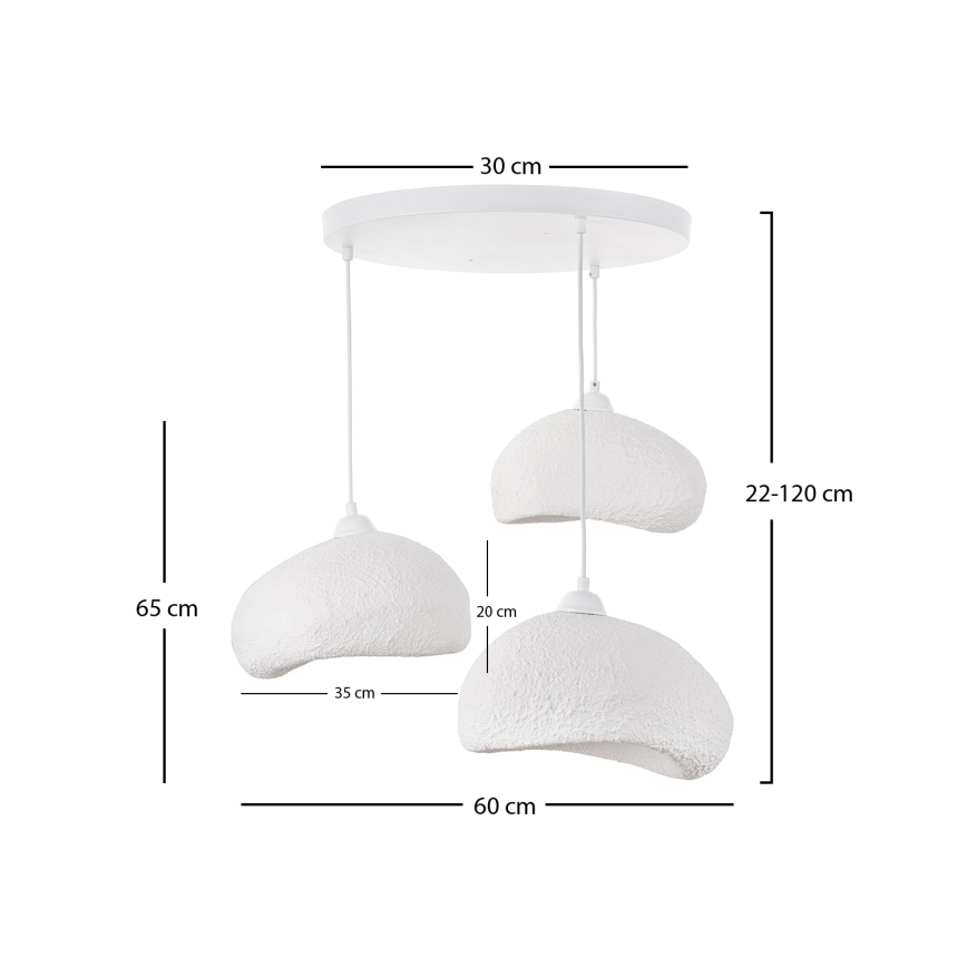 Brilagi - Viseći luster WABI SABI na sajli 3xE27/40W/230V, promjer 60 cm, bijela