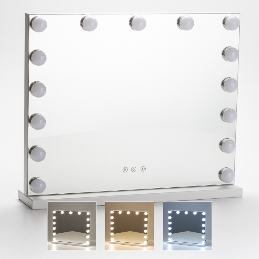 BRILAGI - Zatemnjivo ogledalo za šminkanje HOLLYWOOD LED/15W/230V CCT + USB bijela
