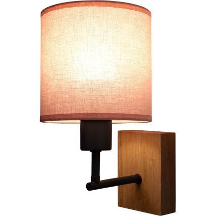 Brilagi - Dječja zidna lampa BOBO WOOD 1xE27/25W/230V hrast/crna/ružičasta