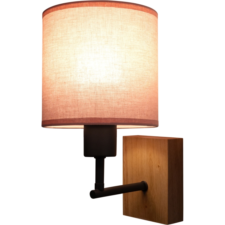 Brilagi - Dječja zidna lampa BOBO WOOD 1xE27/25W/230V hrast/crna/ružičasta