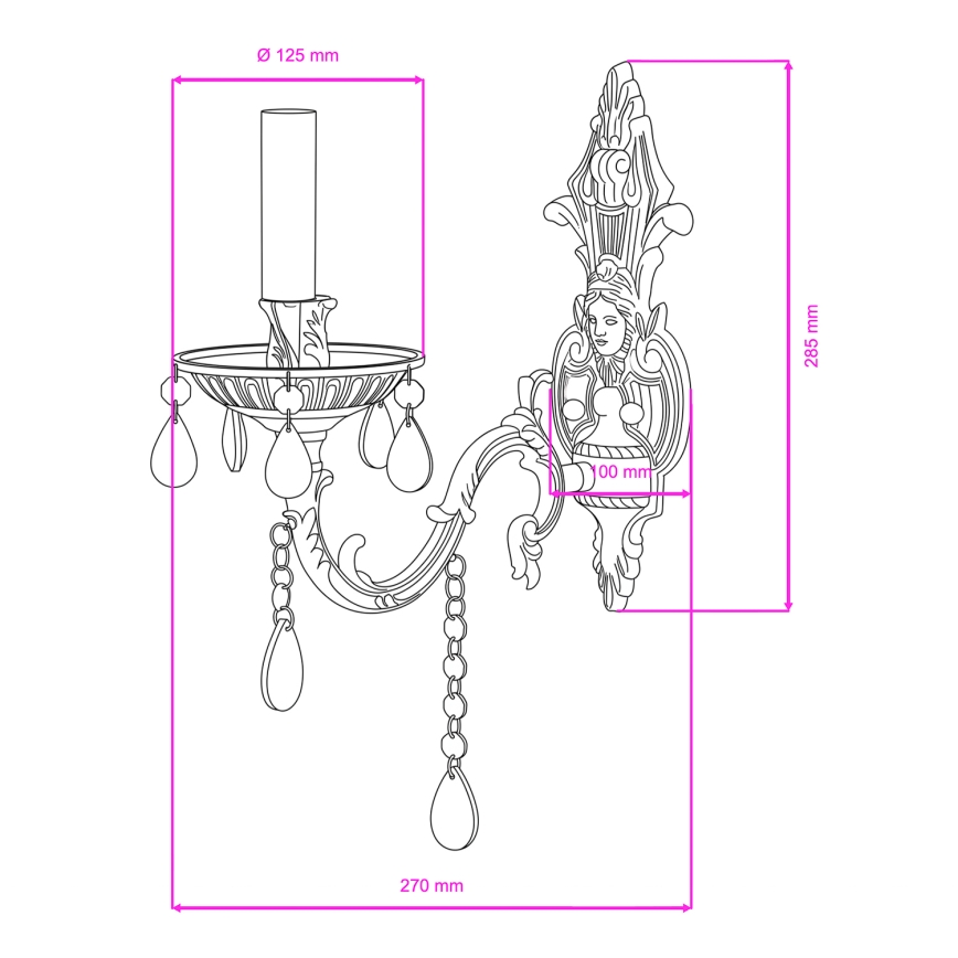 BRILAGI - Zidna lampa CLASSIC 1xE14/60W/230V mesing