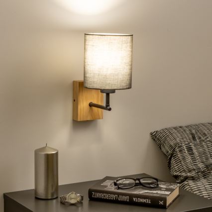 Brilagi - Zidna lampa NUBILA WOOD 1xE27/25W/230V hrast/antracit