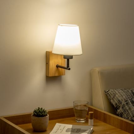 Brilagi - Zidna lampa NUBILA WOOD 1xE27/25W/230V hrast/bijela