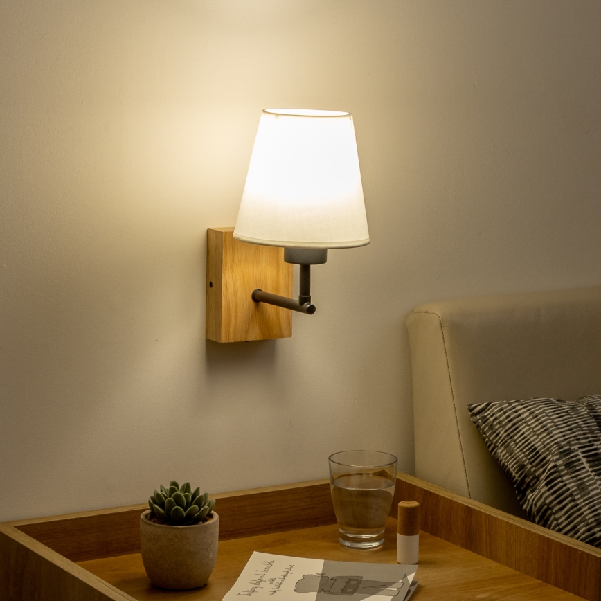 Brilagi - Zidna lampa NUBILA WOOD 1xE27/25W/230V hrast/bijela