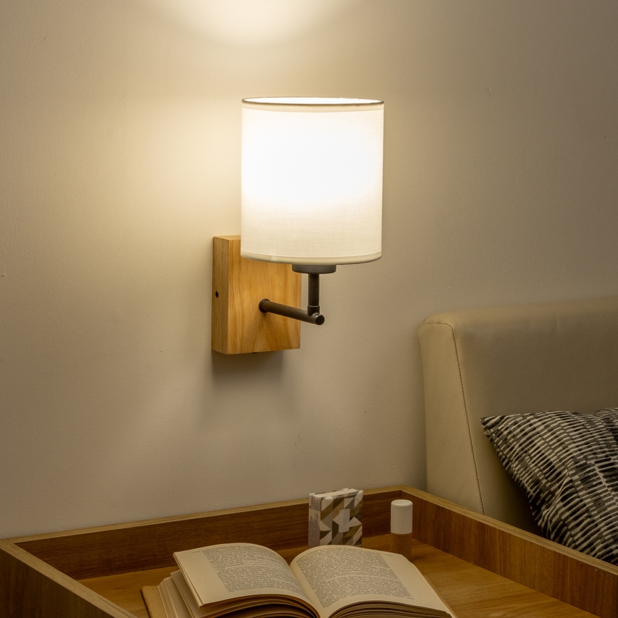 Brilagi - Zidna lampa NUBILA WOOD 1xE27/25W/230V hrast/bijela