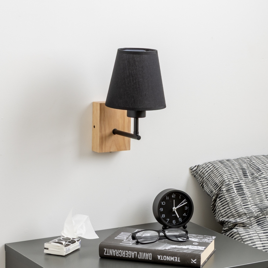 Brilagi - Zidna lampa NUBILA WOOD 1xE27/25W/230V hrast/crna