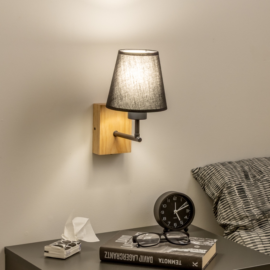 Brilagi - Zidna lampa NUBILA WOOD 1xE27/25W/230V hrast/crna