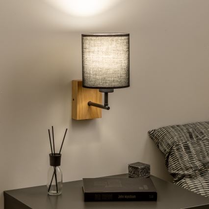 Brilagi - Zidna lampa NUBILA WOOD 1xE27/25W/230V hrast/crna