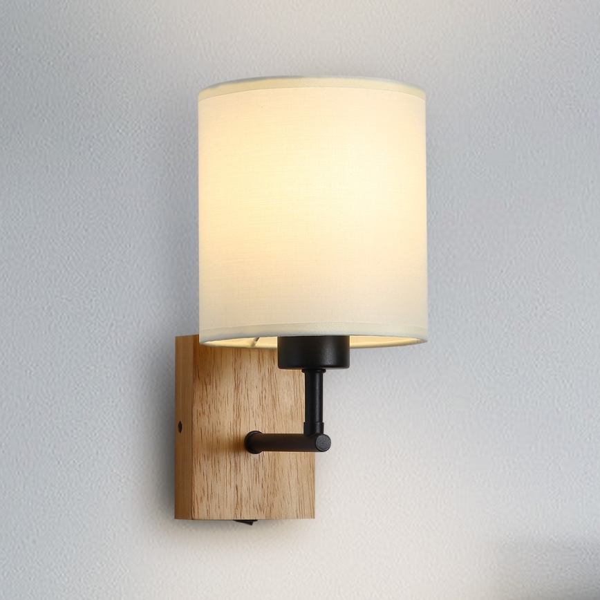 Brilagi - Zidna lampa NUBILA WOOD 1xE27/25W/230V hrast/crna/krem