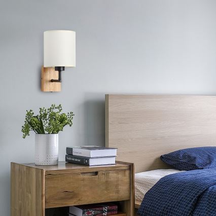 Brilagi - Zidna lampa NUBILA WOOD 1xE27/25W/230V hrast/crna/krem