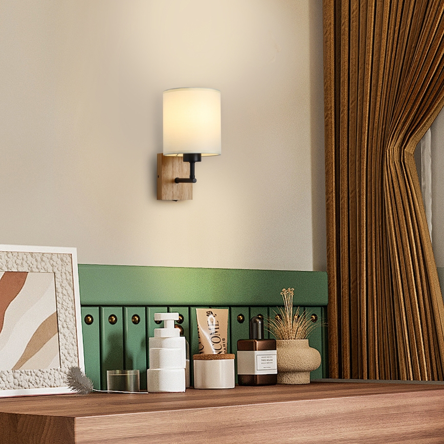 Brilagi - Zidna lampa NUBILA WOOD 1xE27/25W/230V hrast/crna/krem