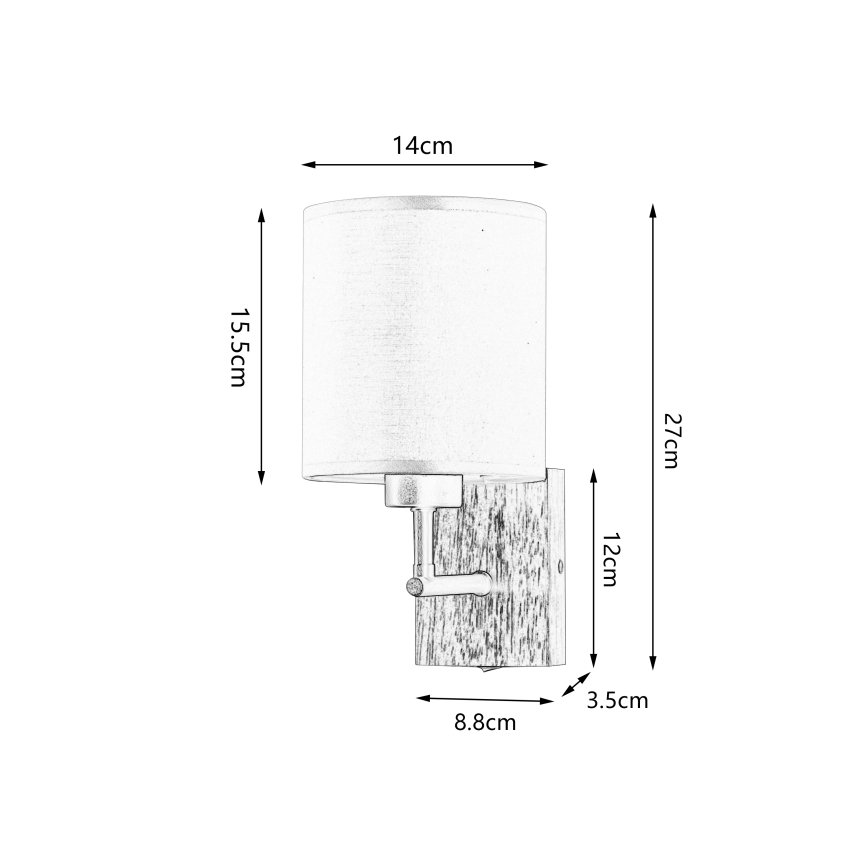 Brilagi - Zidna lampa NUBILA WOOD 1xE27/25W/230V hrast/crna/krem