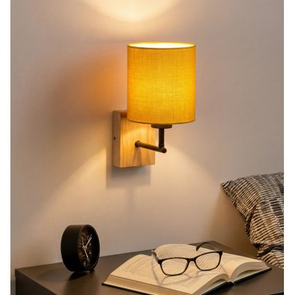 Brilagi - Zidna lampa NUBILA WOOD 1xE27/25W/230V hrast/crna/žuta