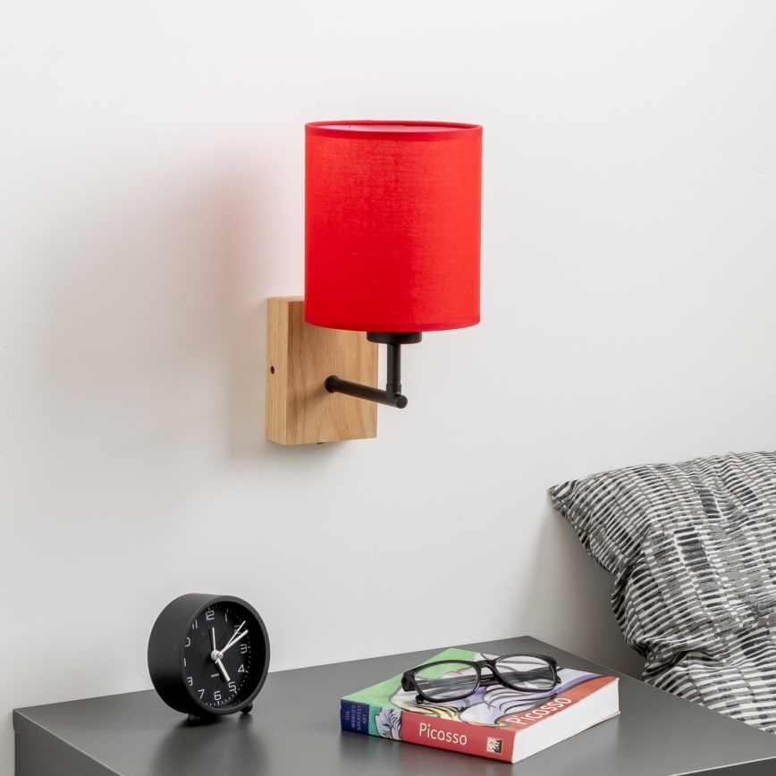 Brilagi - Zidna lampa NUBILA WOOD 1xE27/25W/230V hrast/crvena