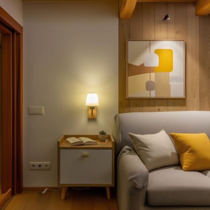 Brilagi - Zidna lampa NUBILA WOOD 1xE27/25W/230V hrast/krem