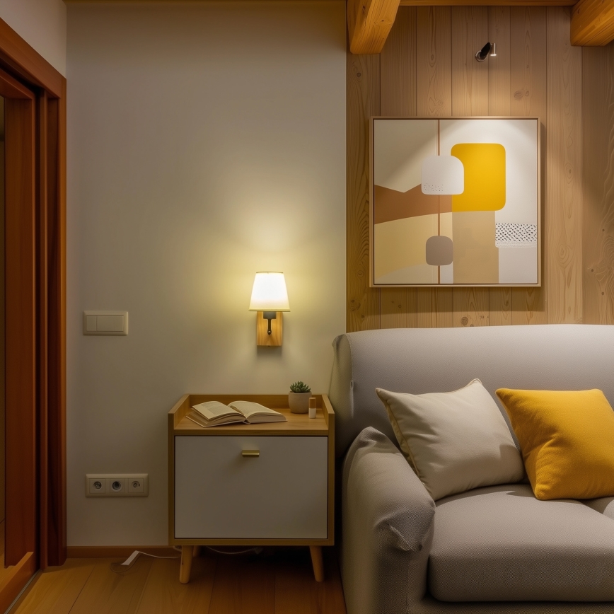 Brilagi - Zidna lampa NUBILA WOOD 1xE27/25W/230V hrast/krem