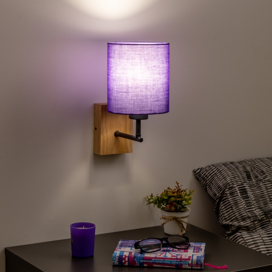 Brilagi - Zidna lampa NUBILA WOOD 1xE27/25W/230V hrast/ljubičasta