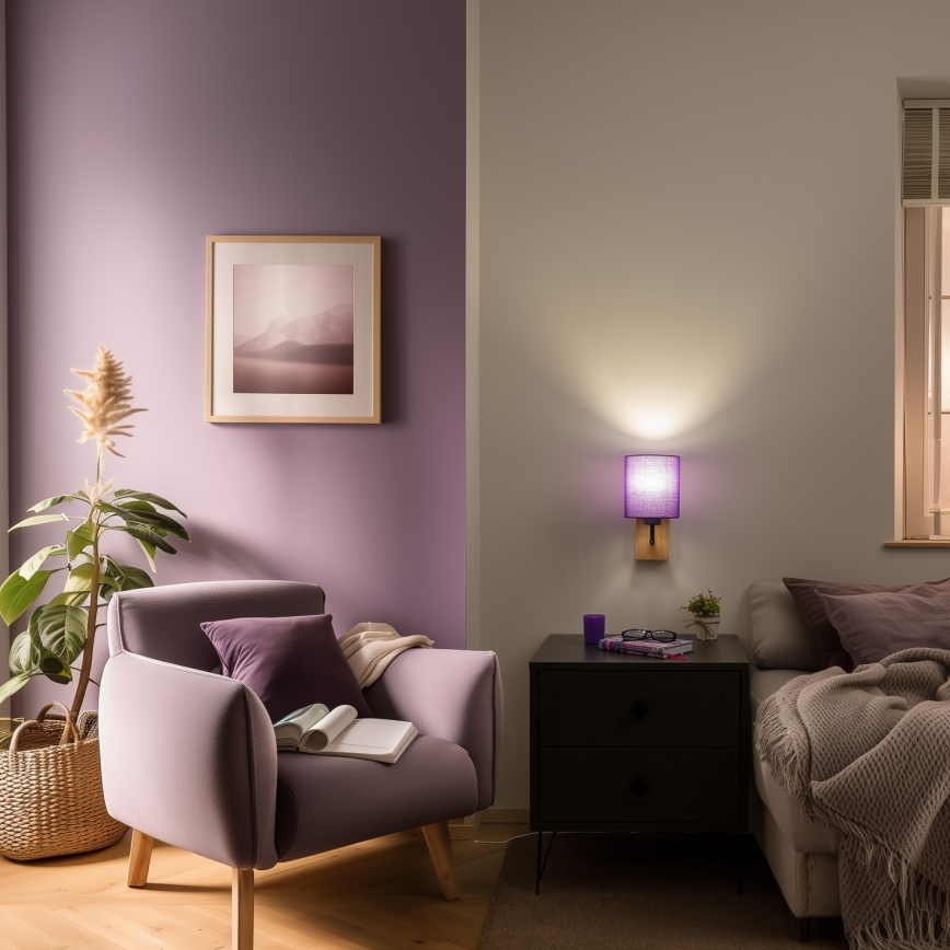 Brilagi - Zidna lampa NUBILA WOOD 1xE27/25W/230V hrast/ljubičasta