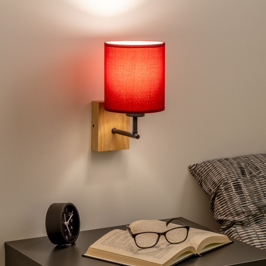 Brilagi - Zidna lampa NUBILA WOOD 1xE27/25W/230V hrast/pompejska crvena