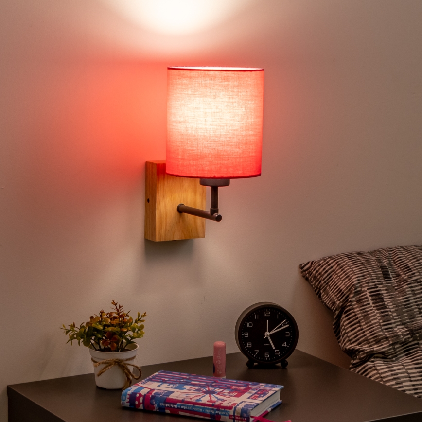 Brilagi - Zidna lampa NUBILA WOOD 1xE27/25W/230V hrast/ružičasta