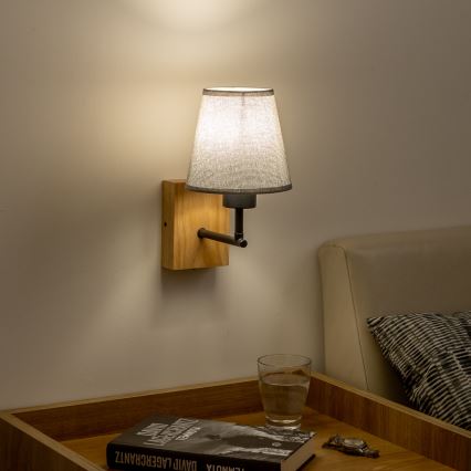 Brilagi - Zidna lampa NUBILA WOOD 1xE27/25W/230V hrast/siva