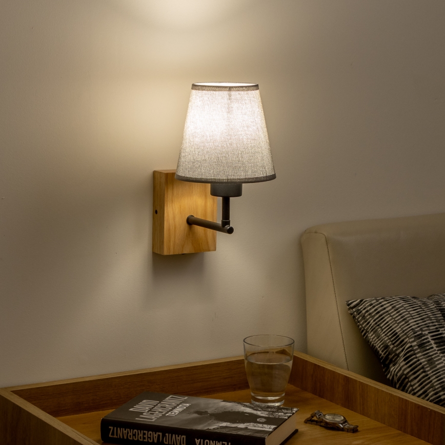 Brilagi - Zidna lampa NUBILA WOOD 1xE27/25W/230V hrast/siva