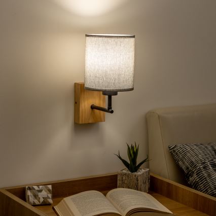 Brilagi - Zidna lampa NUBILA WOOD 1xE27/25W/230V hrast/siva