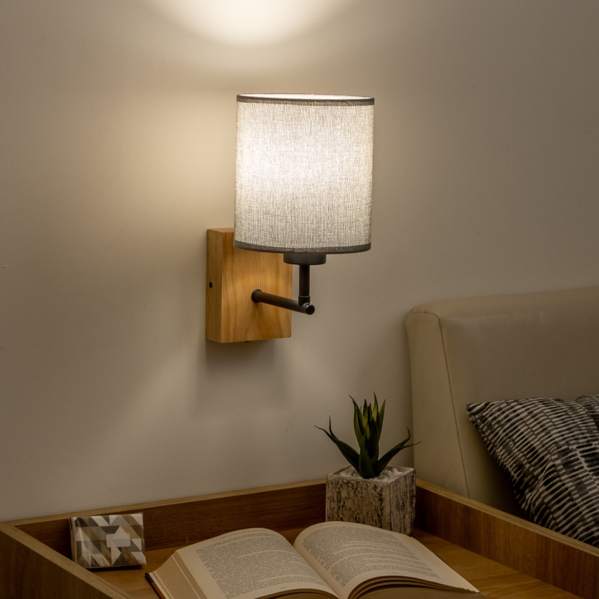 Brilagi - Zidna lampa NUBILA WOOD 1xE27/25W/230V hrast/siva