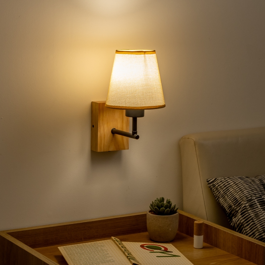 Brilagi - Zidna lampa NUBILA WOOD 1xE27/25W/230V hrast/svjetlosmeđa