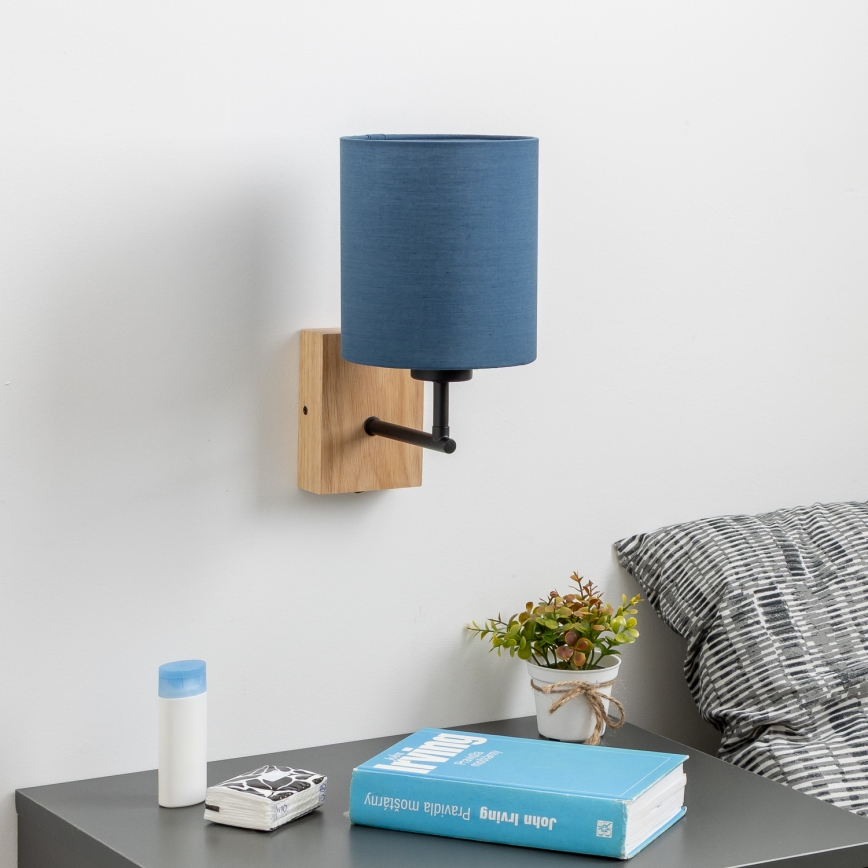 Brilagi - Zidna lampa NUBILA WOOD 1xE27/25W/230V hrast/tamno plava