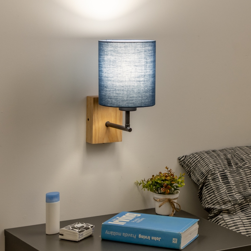 Brilagi - Zidna lampa NUBILA WOOD 1xE27/25W/230V hrast/tamno plava