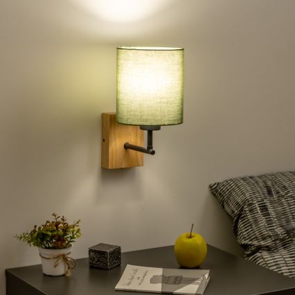 Brilagi - Zidna lampa NUBILA WOOD 1xE27/25W/230V hrast/zelena