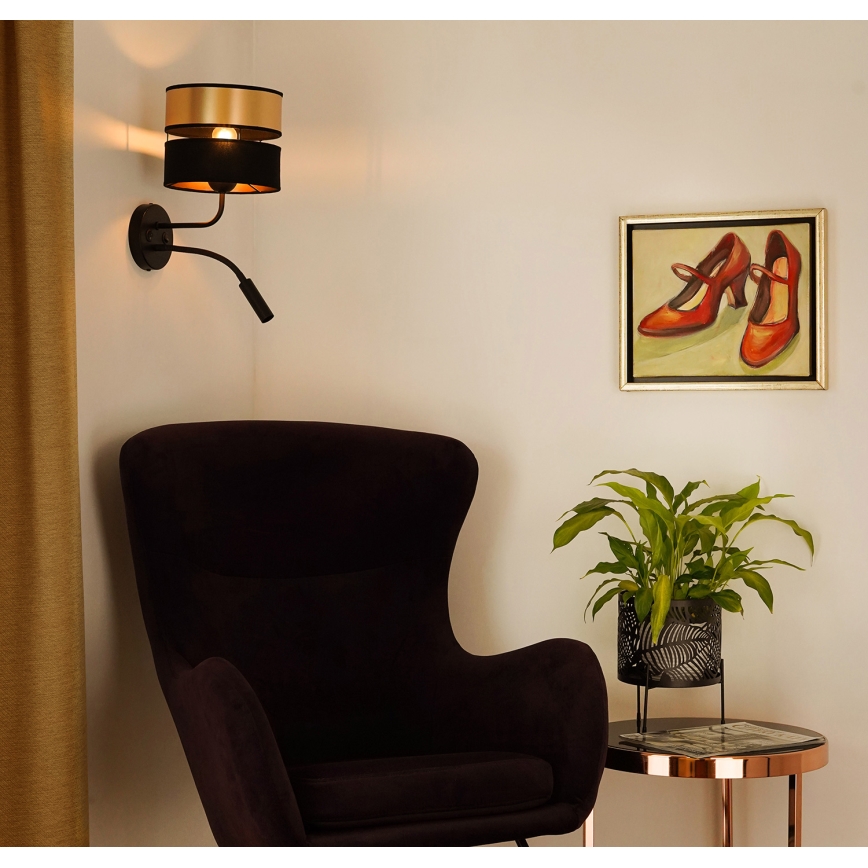 Brilagi - Zidna lampa ROYAL 1xE27/15W/230V + 1xG9/3W crna/zlatna