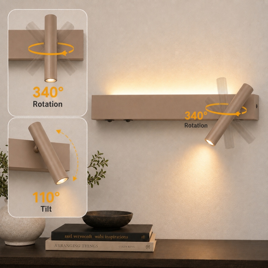 Brilagi - Zidna LED spot svjetiljka ARLIX LED/3W/230V + LED/7W bež CRI 90