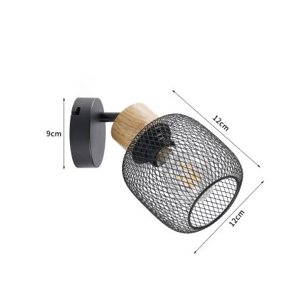 Brilagi - Zidna reflektorska svjetiljka BASKLITE 1xE27/15W/230V kaučukovo drvo/crna