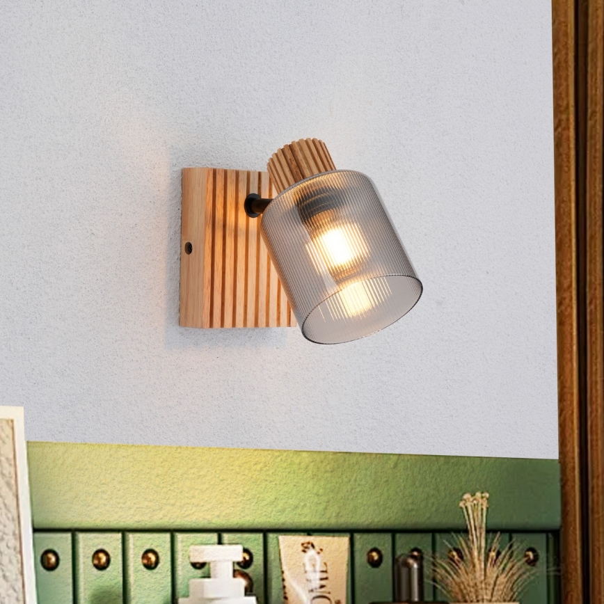 Brilagi - Zidna reflektorska svjetiljka HYGGE 1xE14/15W/230V kaučukovo drvo/dimljeno staklo