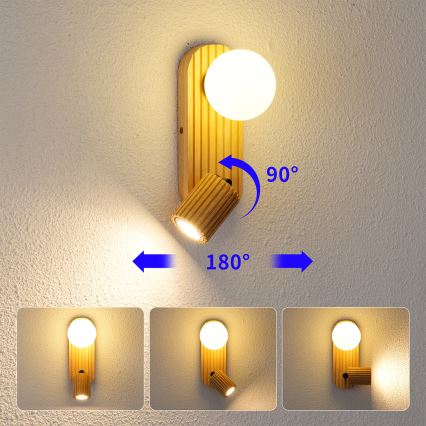 Brilagi - Zidni spot MODERN WOOD 1xG9/5W/230V + 1xGU10/8W drvo