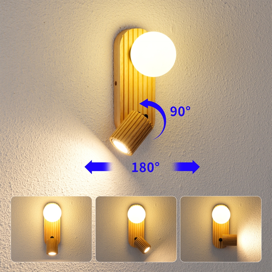 Brilagi - Zidni spot MODERN WOOD 1xG9/5W/230V + 1xGU10/8W drvo