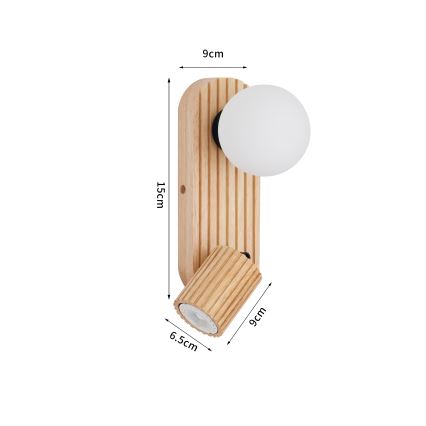 Brilagi - Zidna točkasta svjetiljka MODERN WOOD 1xG9/5W/230V + 1xGU10/8W kaučukovac