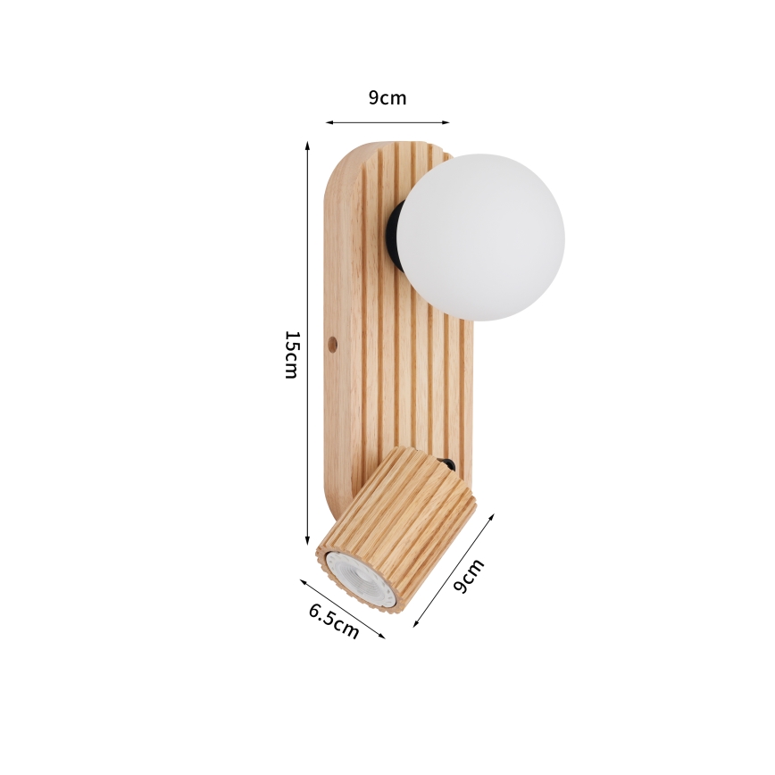 Brilagi - Zidna točkasta svjetiljka MODERN WOOD 1xG9/5W/230V + 1xGU10/8W kaučukovac