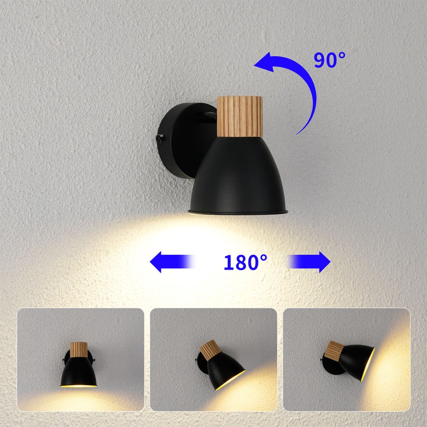 Brilagi - Zidna reflektorska svjetiljka ODENSE 1xE14/10W/230V kaučukovo drvo/crna