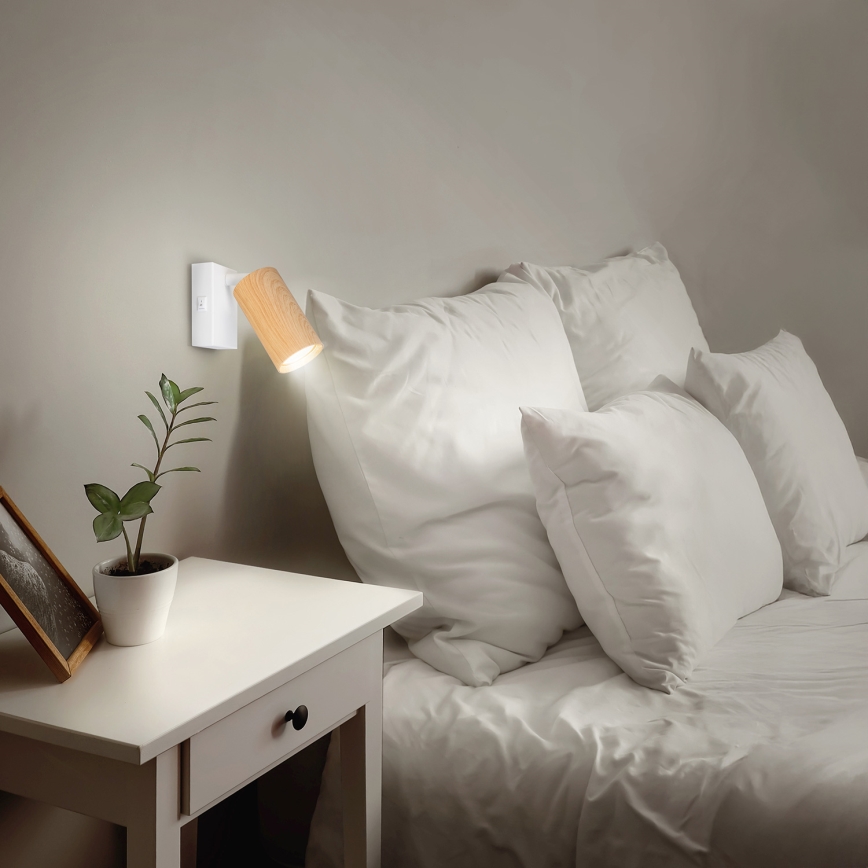 Brilagi - Zidna reflektorska svjetiljka SELE 1xGU10/30W/230V bijela/dekor hrasta