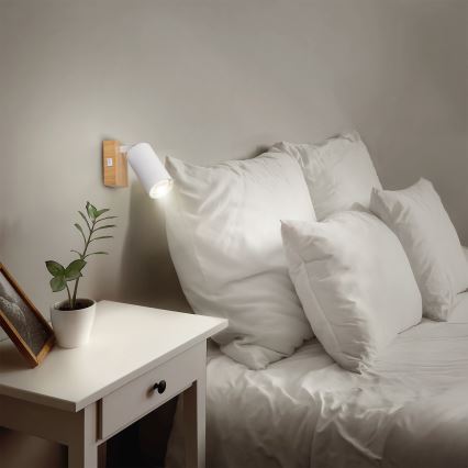 Brilagi - Zidna reflektorska svjetiljka s prekidačem SELE 1xGU10/30W/230V bijela/dekor hrasta
