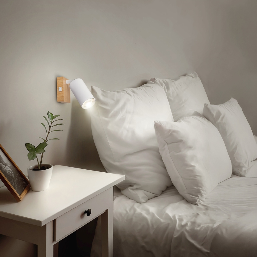 Brilagi - Zidna reflektorska svjetiljka s prekidačem SELE 1xGU10/30W/230V bijela/dekor hrasta