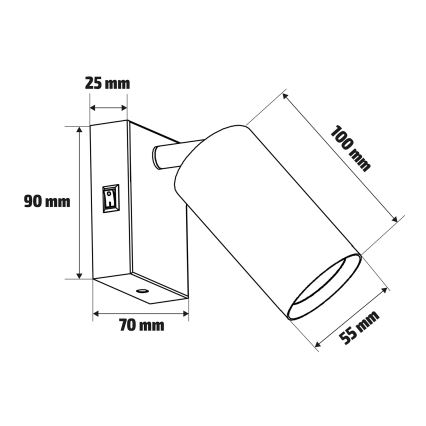 Brilagi - Zidna reflektorska svjetiljka s prekidačem SELE 1xGU10/30W/230V bijela/dekor hrasta